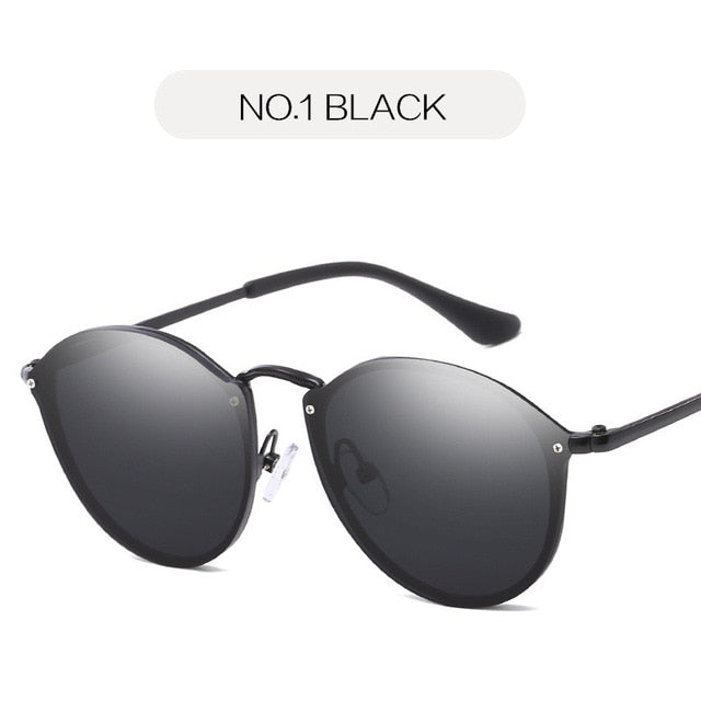 Nywooh Cat Eye Sunglasses Women Luxury Coating Mirror Sun Glasses Female Retro Rimless Metal Eyewear UV400