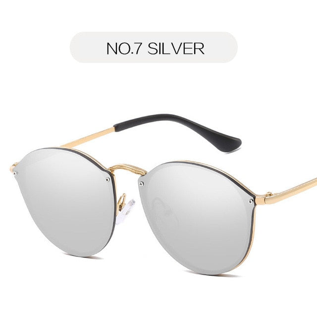 Nywooh Cat Eye Sunglasses Women Luxury Coating Mirror Sun Glasses Female Retro Rimless Metal Eyewear UV400