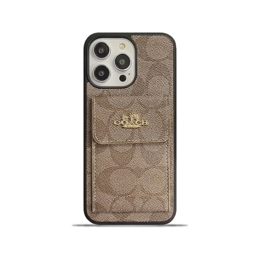 Coach iPhone -sak med kortholder lommebok Light Brown -Szk240425
