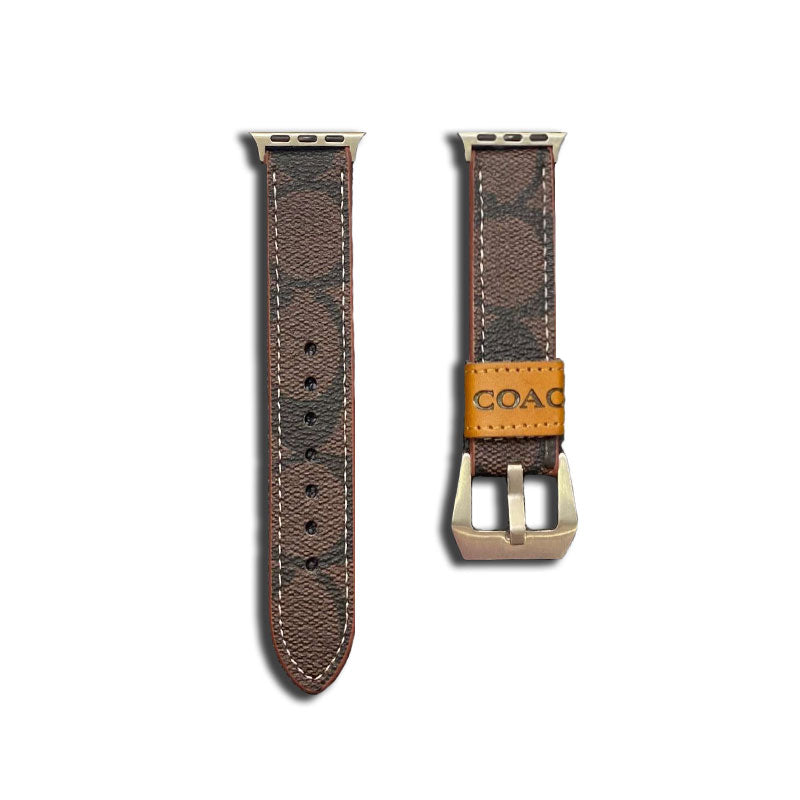 Coach de couro Apple Watch Band Dark Brown-YHK244221710