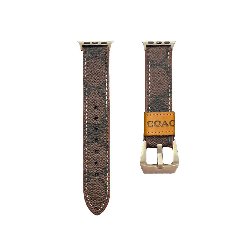Coach de couro Apple Watch Band Dark Brown-YHK244221710