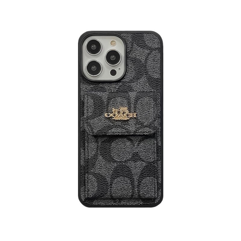 Coach iPhone Case með kortahafa veski dökkbrúnt -szk240425
