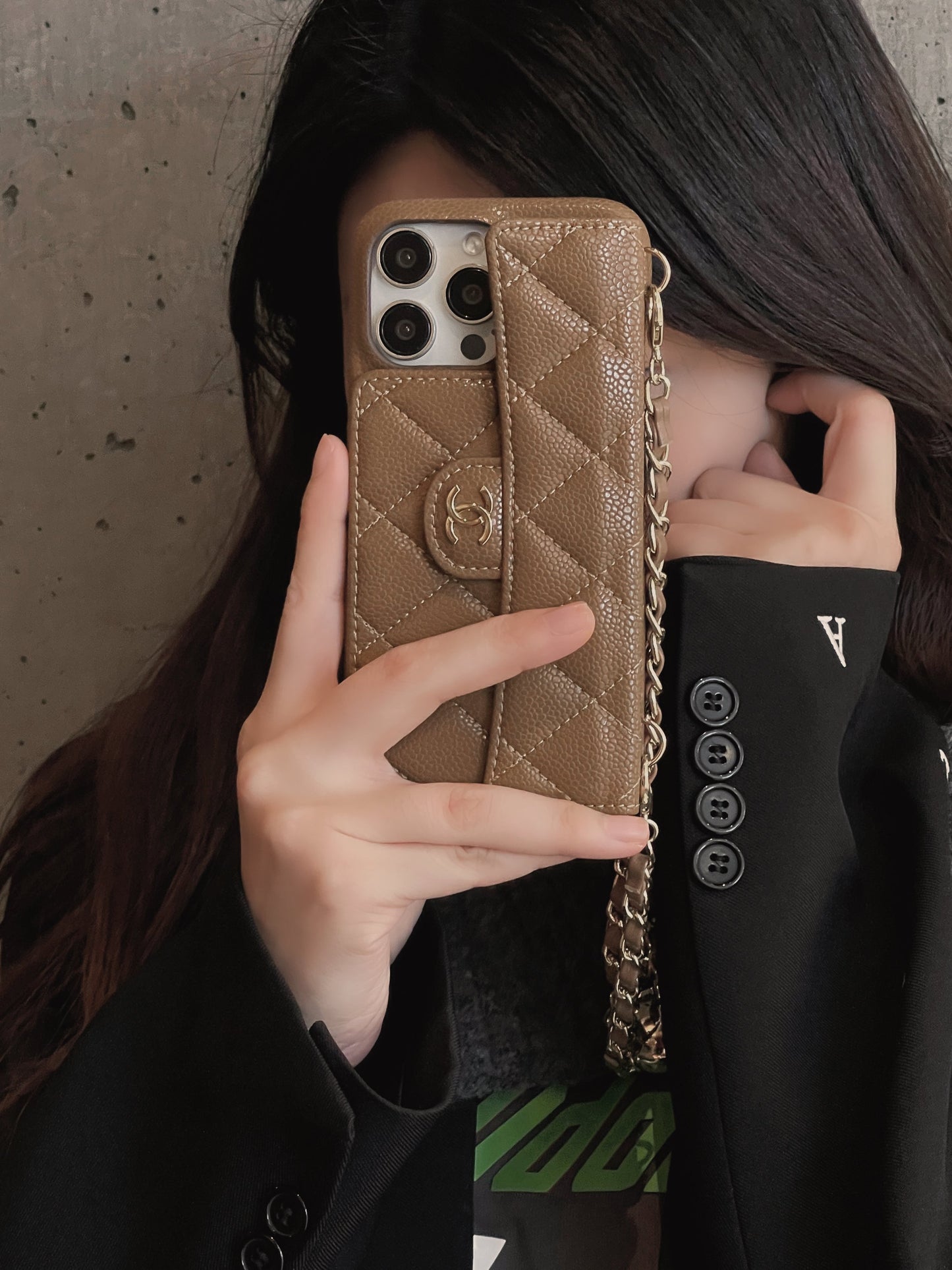 Caixa para iPhone de carteira de luxo com cadeia de mão /crossbody