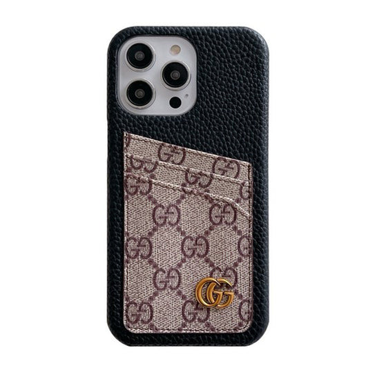 Caso do iPhone clássico de bolsa de cartão GG