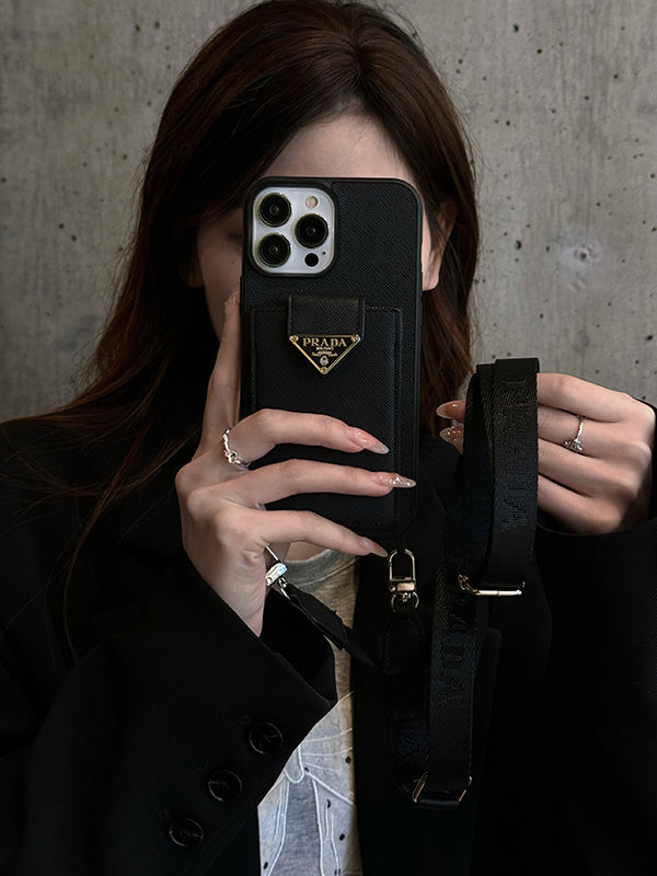 PRA Crossbody lederen iPhone -hoes