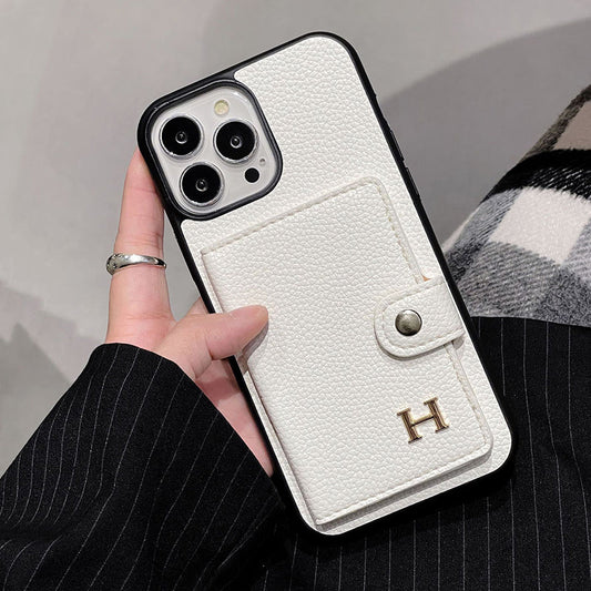H Lederen kaarthouder iPhone -hoes