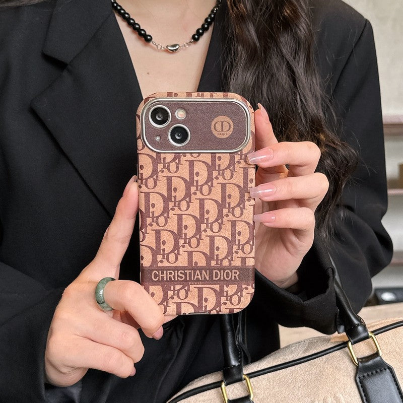 CD Wit & Bruin leren iPhone-hoesje