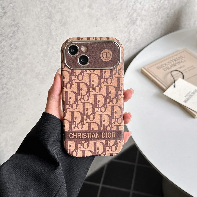 CD Wit & Bruin leren iPhone-hoesje