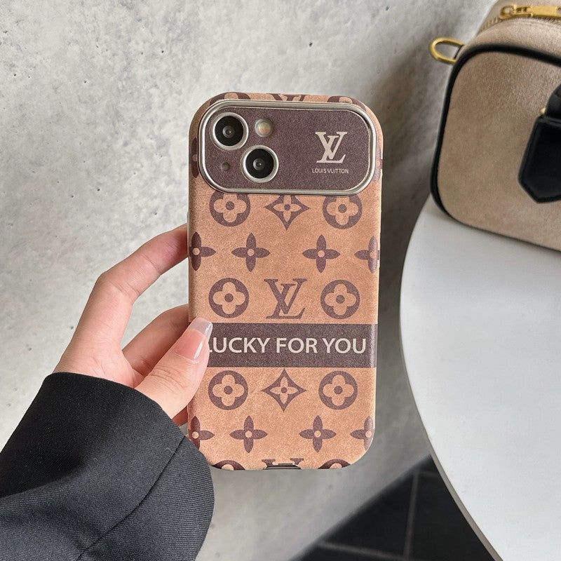 Lou Brown & Zwarte klassieke leren iPhone-hoes