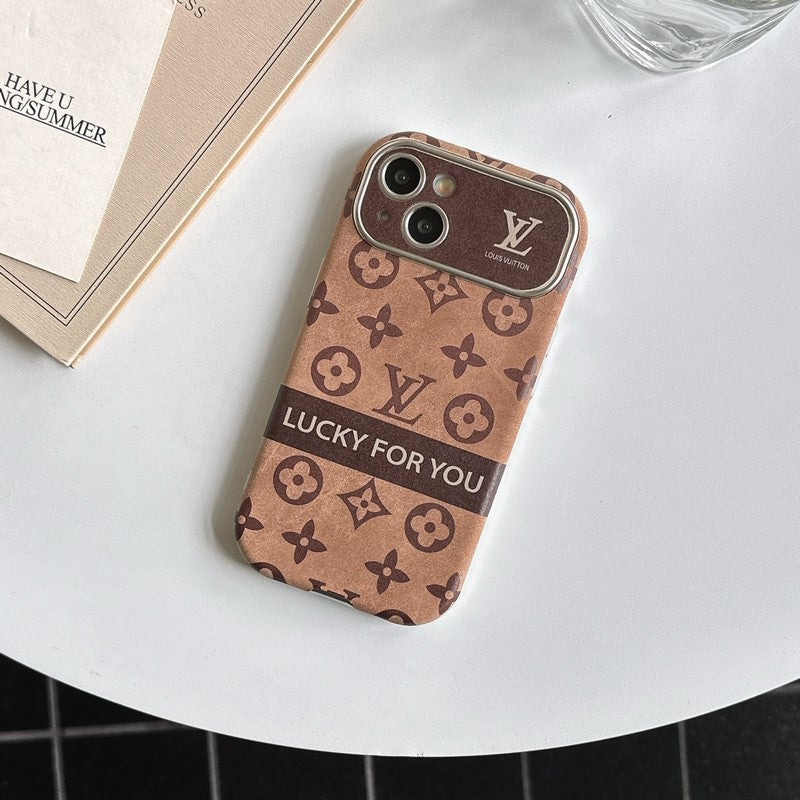 Lou Brown & Zwarte klassieke leren iPhone-hoes