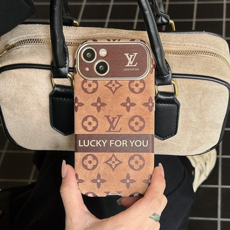Lou Brown & Zwarte klassieke leren iPhone-hoes