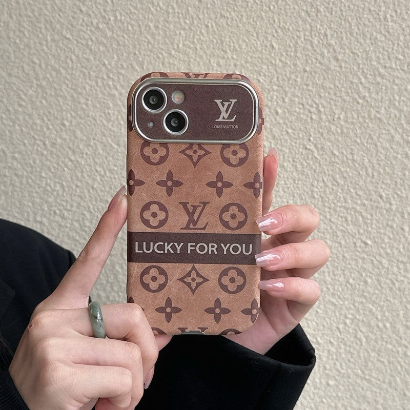 Lou Brown & Zwarte klassieke leren iPhone-hoes