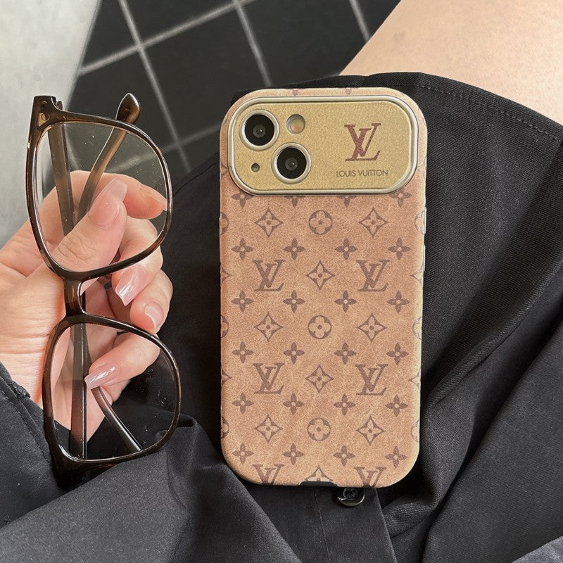 Lou Brown & Zwarte klassieke leren iPhone-hoes