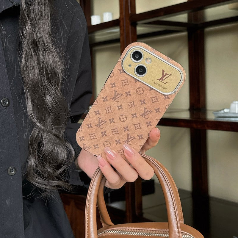 Lou Brown & Zwarte klassieke leren iPhone-hoes