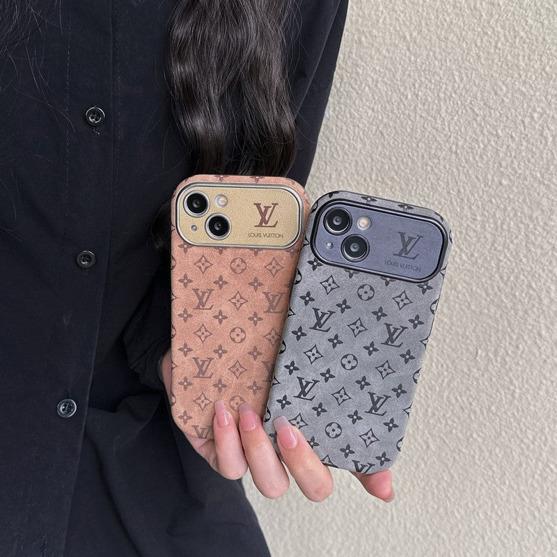 Lou Brown & Zwarte klassieke leren iPhone-hoes