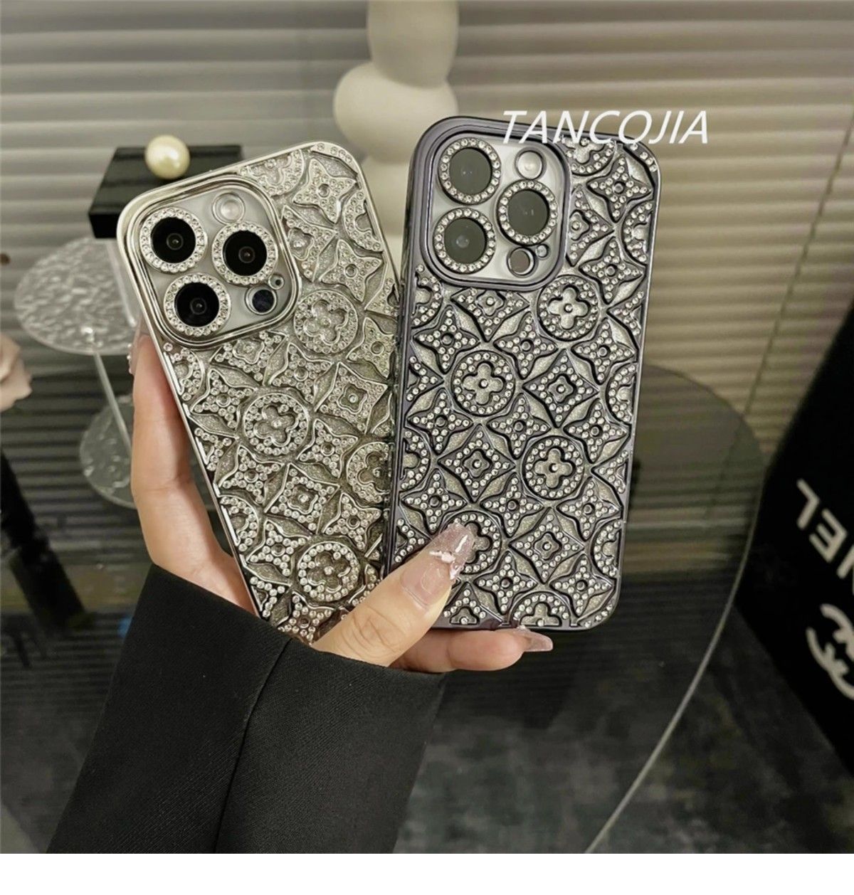 Luxe diamant in reliëf iPhone -hoes