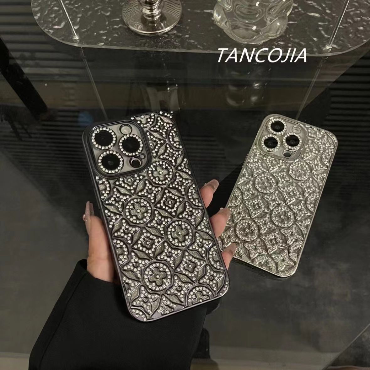 Luxe diamant in reliëf iPhone -hoes
