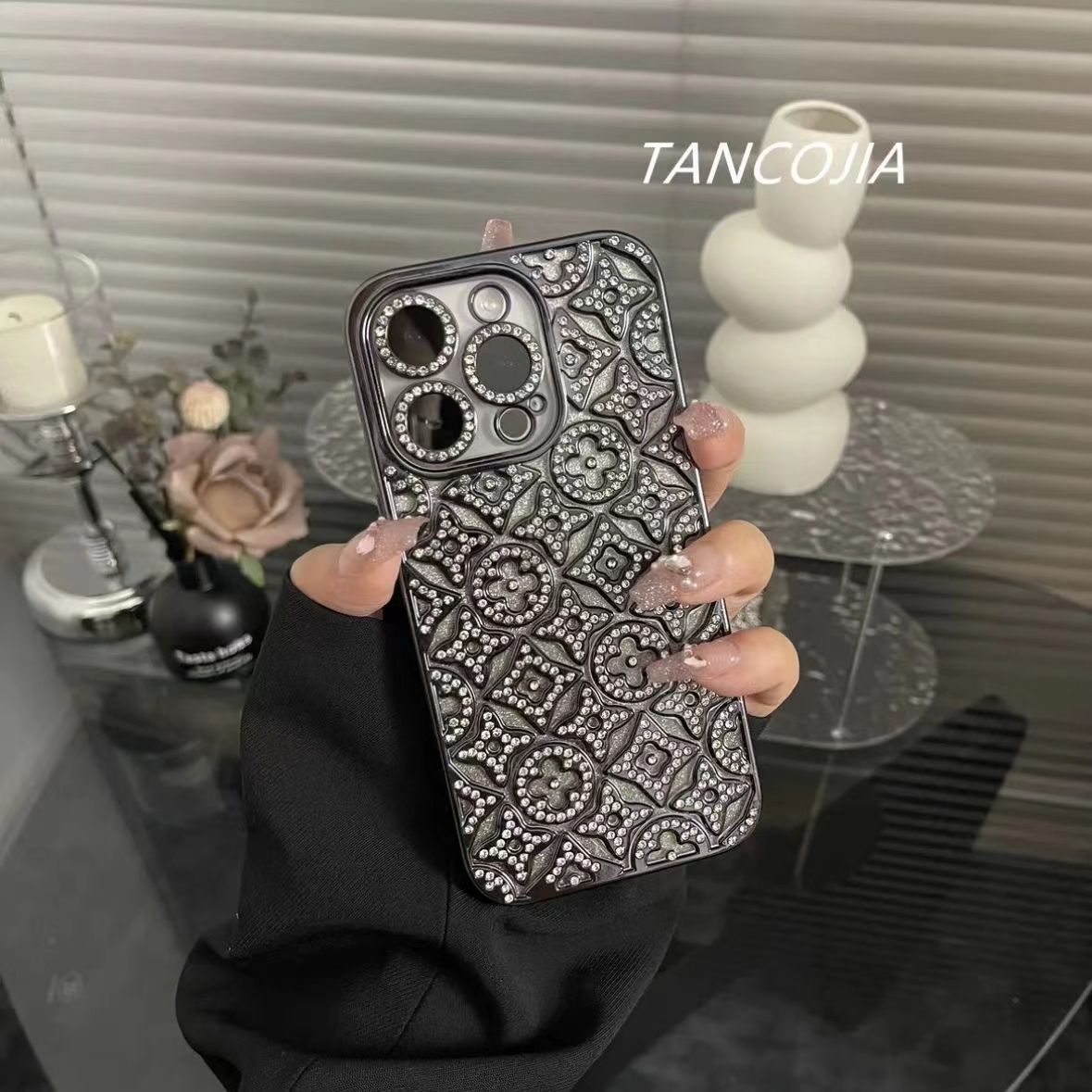 Luxe diamant in reliëf iPhone -hoes
