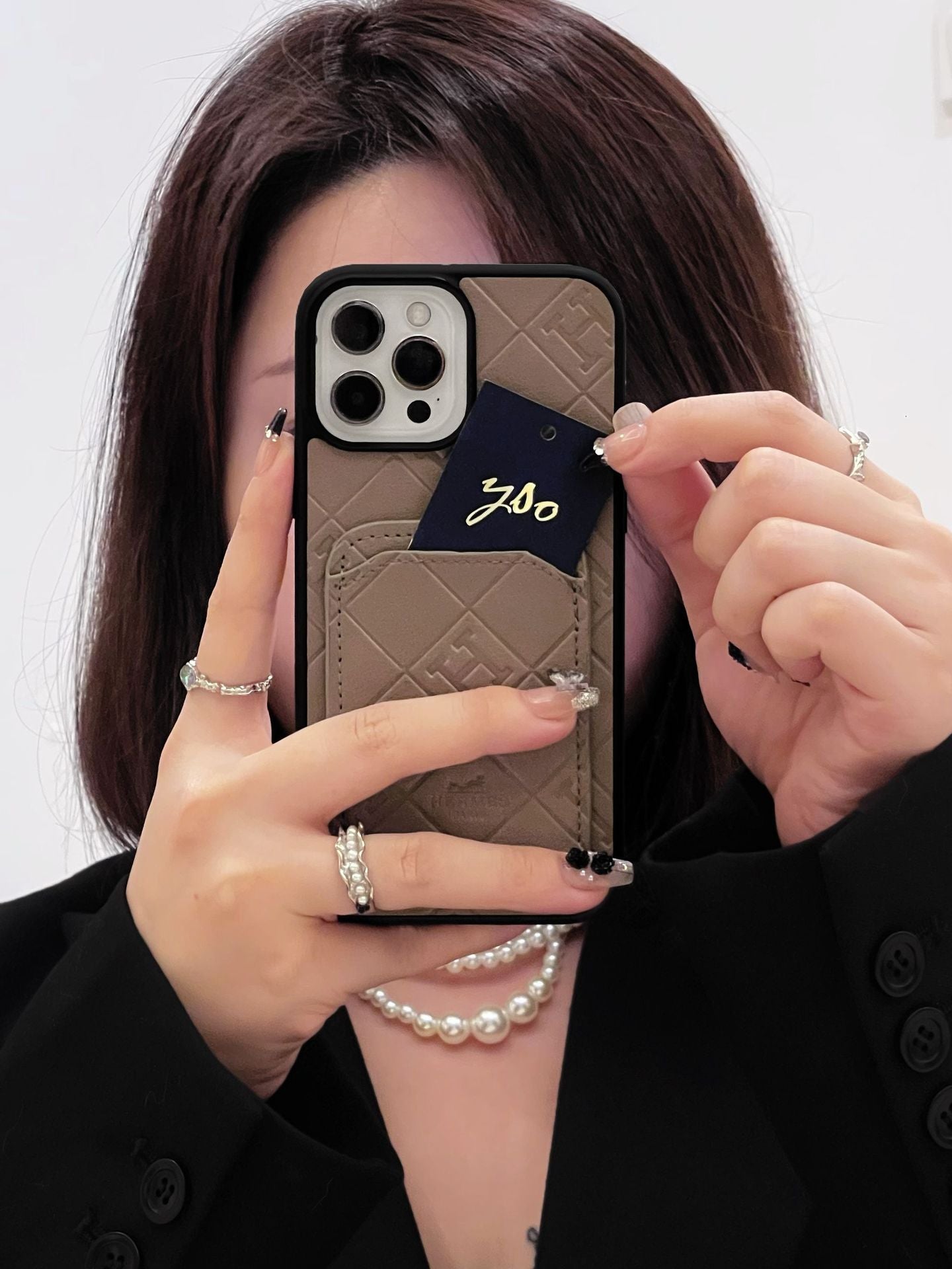 H Lederen kaarthouder iPhone -hoes
