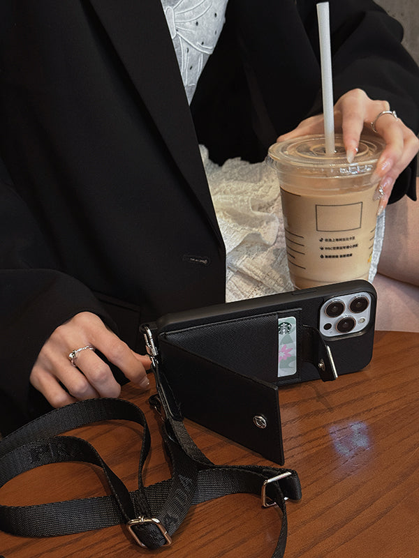 PRA Crossbody lederen iPhone -hoes