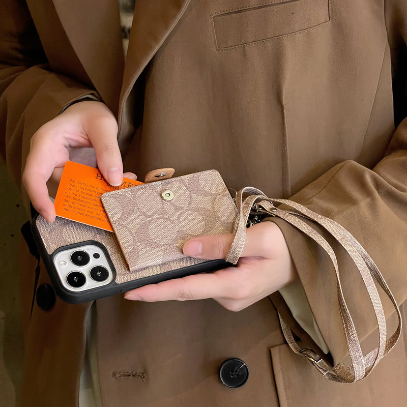 ウォレットとストラップホワイトを備えたコーチiPhoneケース-SZK240402