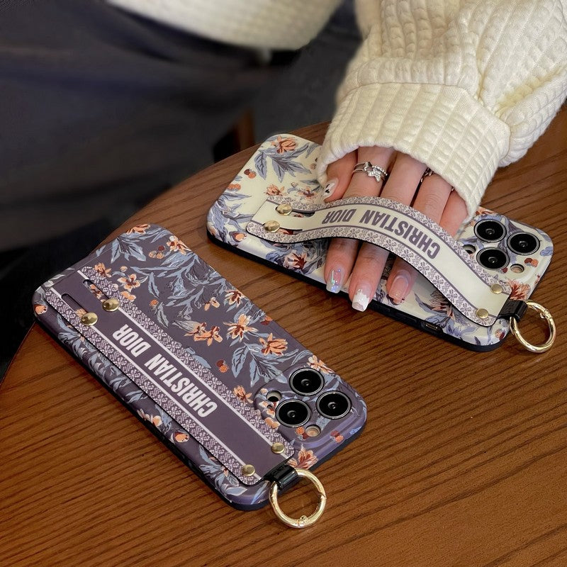 CD Lilla & Hvitt iPhone-deksel med armbånd