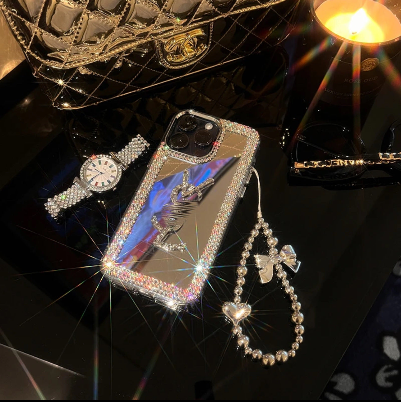 Glamorøs skjønnhetsspeil iPhone-deksel – Sminke & Stil på farten!
