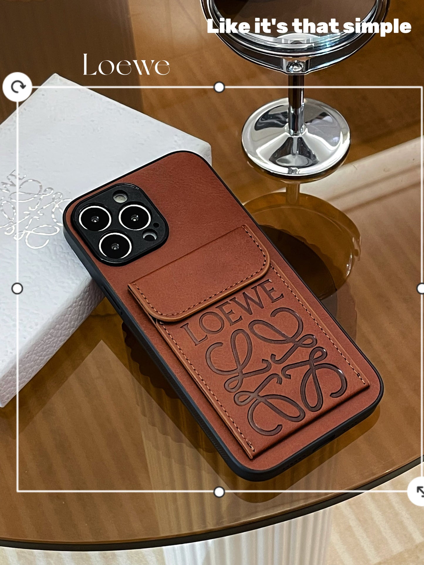 Loewe iPhone mál með kortahafa Brown-LZP241448