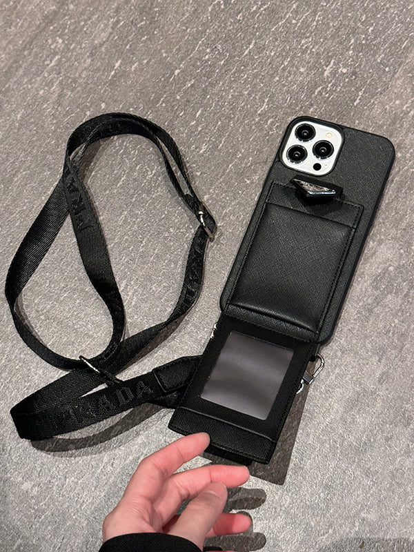 PRA Crossbody lederen iPhone -hoes