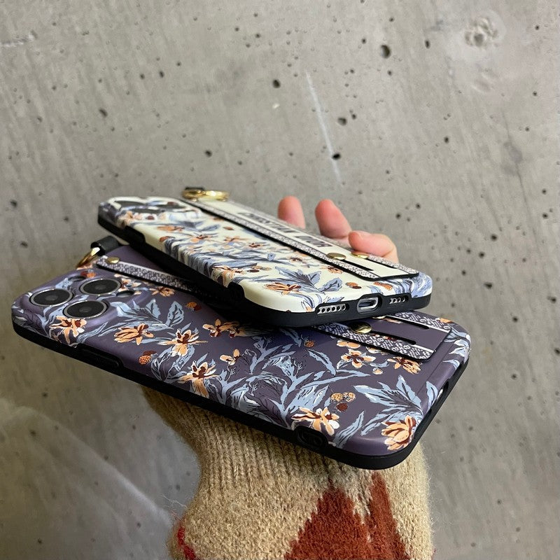 CD Lilla & Hvitt iPhone-deksel med armbånd