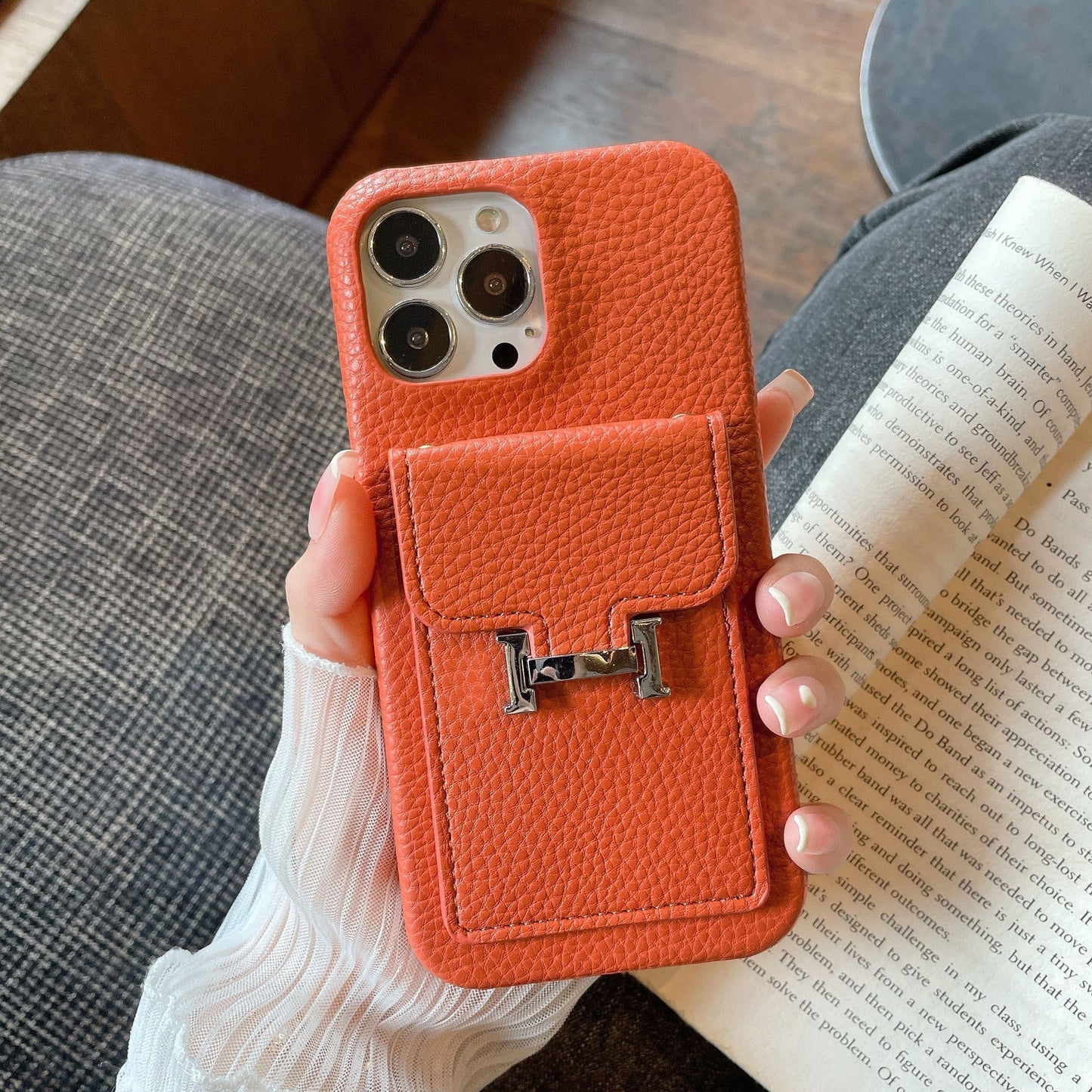 H -kortholder iPhone -lær