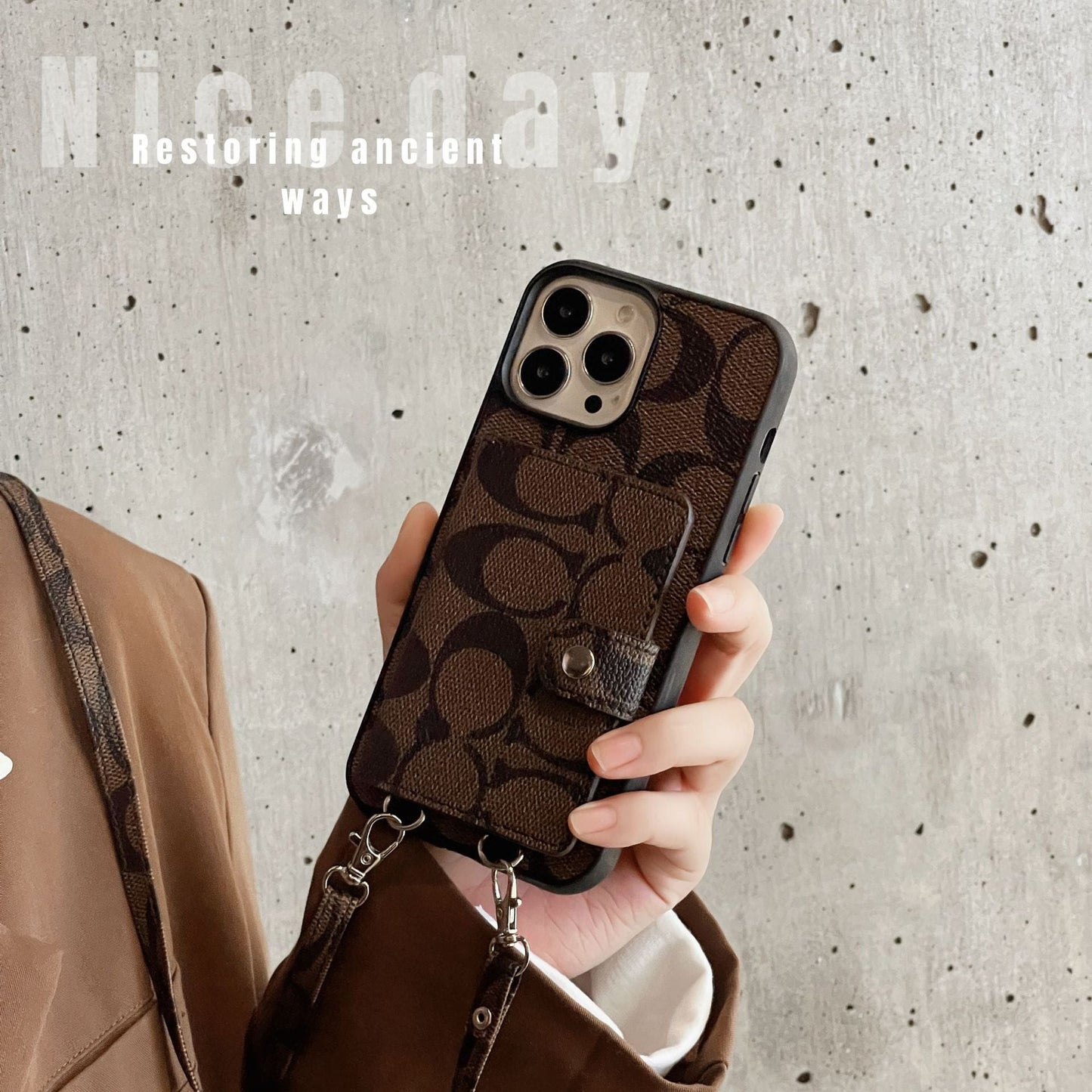 COA Card Bag Lederen Chain iPhone -hoesje
