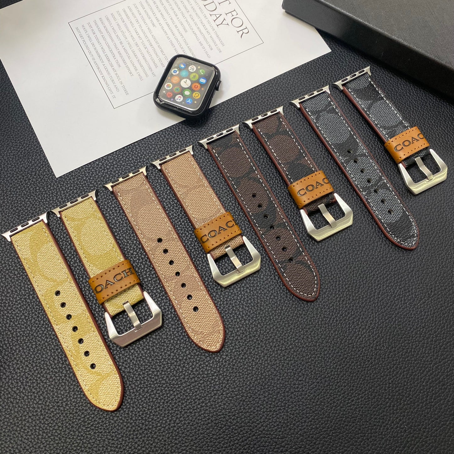Treinador de couro Apple Watch Band Coffee-YHK244221710