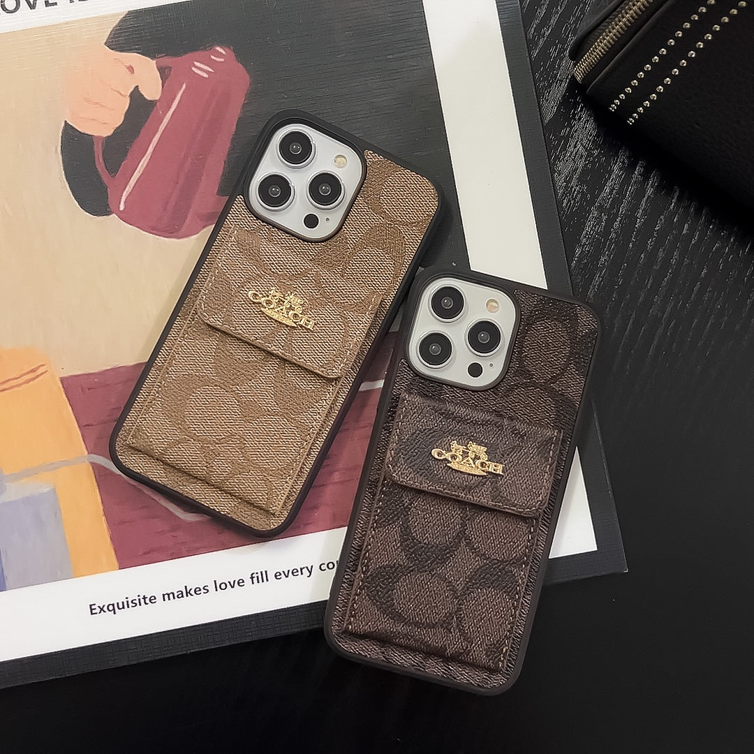 Coach iPhone -sak med kortholder lommebok Light Brown -Szk240425