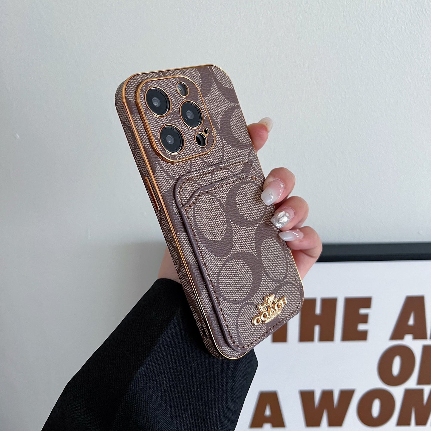 Coach iPhone Case með kortahafa kaffi -kb241651