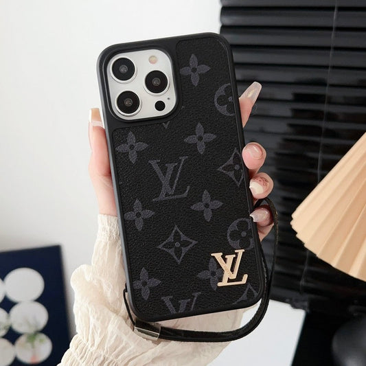 Lou Black & Capa para iPhone com corrente de mão branca