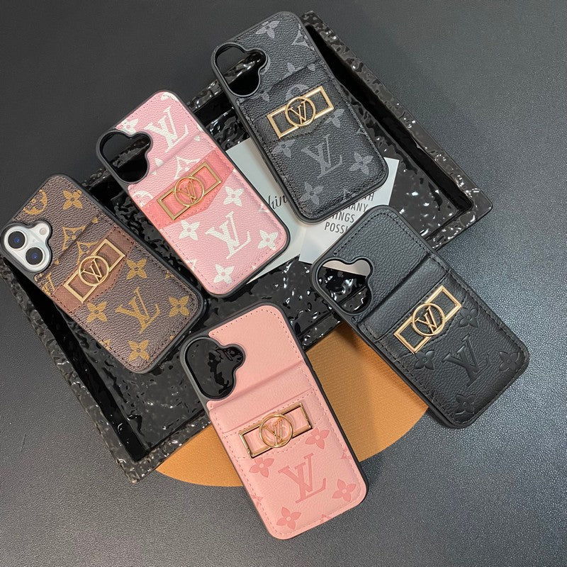 Lou Card Bag Gold Logo Custode per iPhone