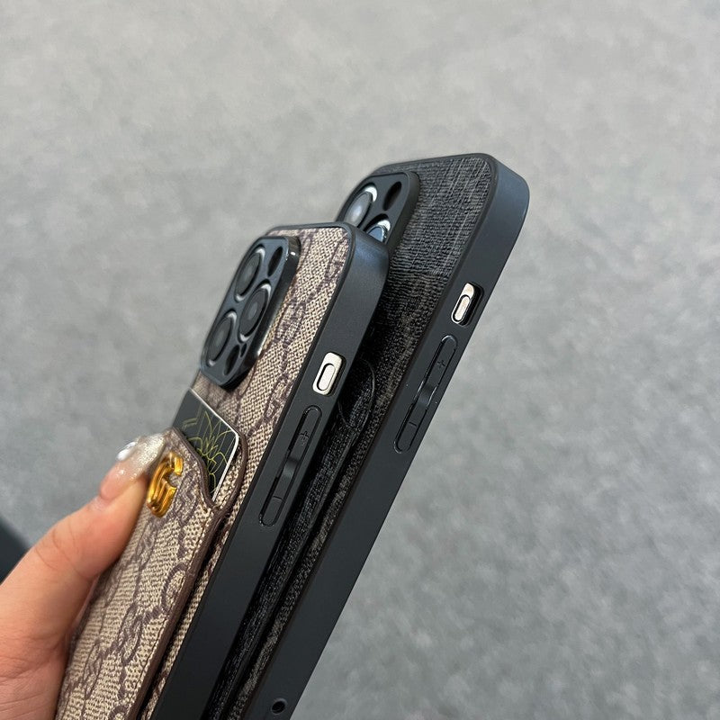 Caso do iPhone clássico de bolsa de cartão GG