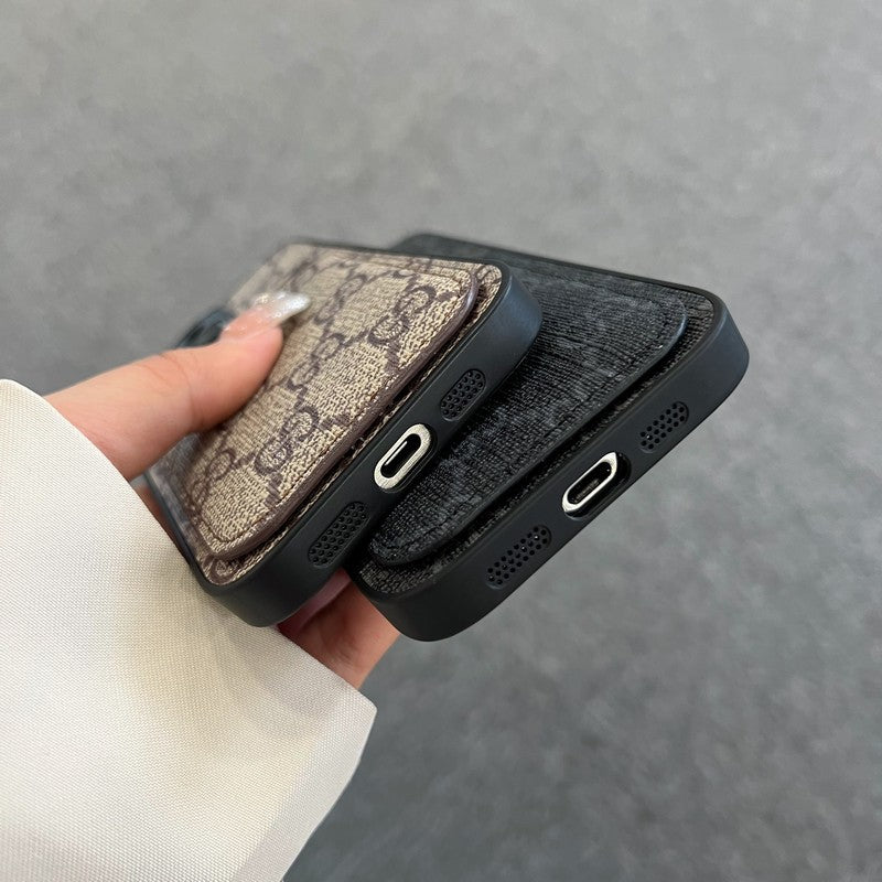 Caso do iPhone clássico de bolsa de cartão GG