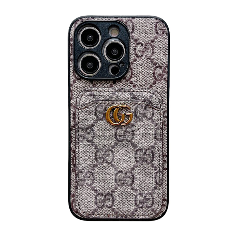 Caso do iPhone clássico de bolsa de cartão GG