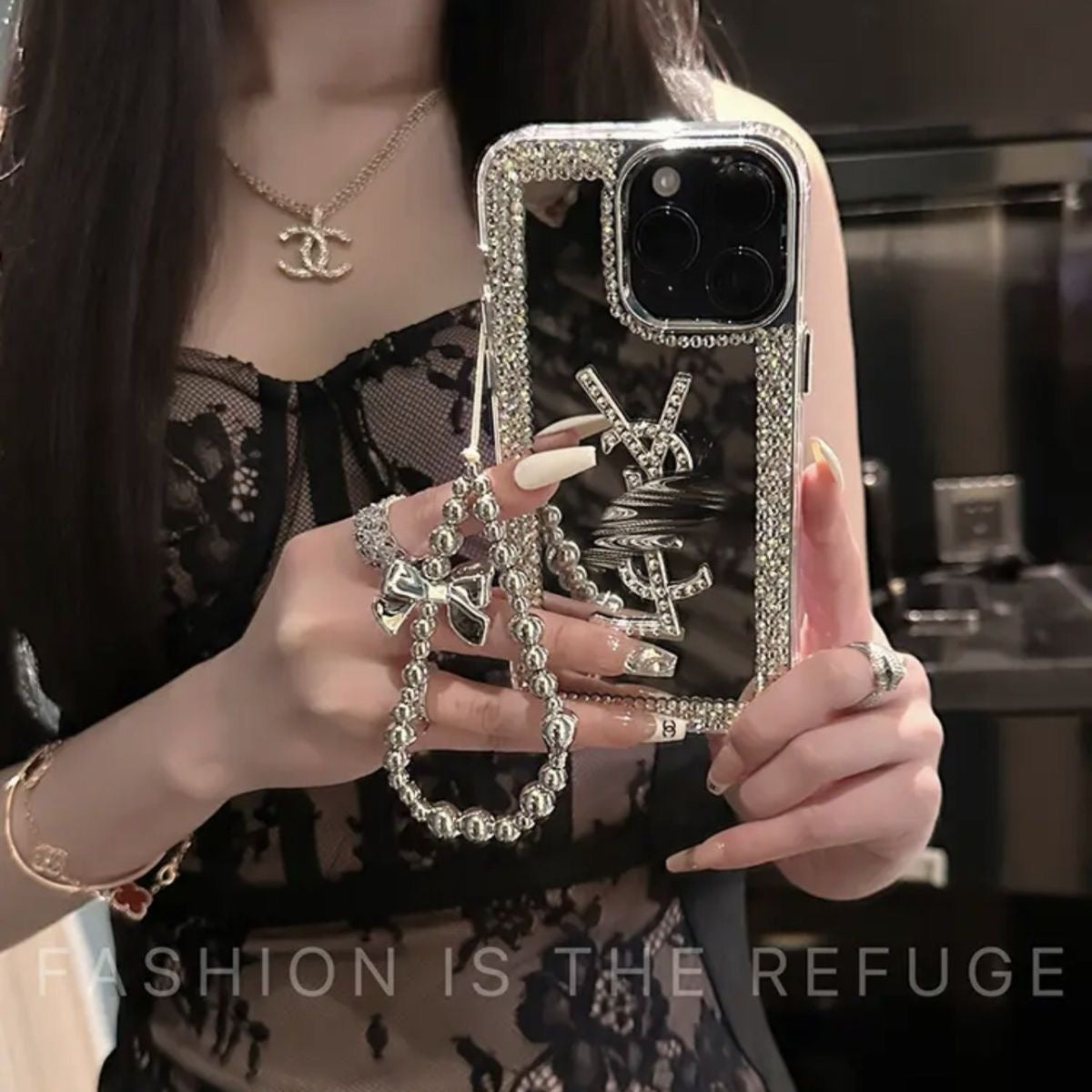 Glamorøs skjønnhetsspeil iPhone-deksel – Sminke & Stil på farten!