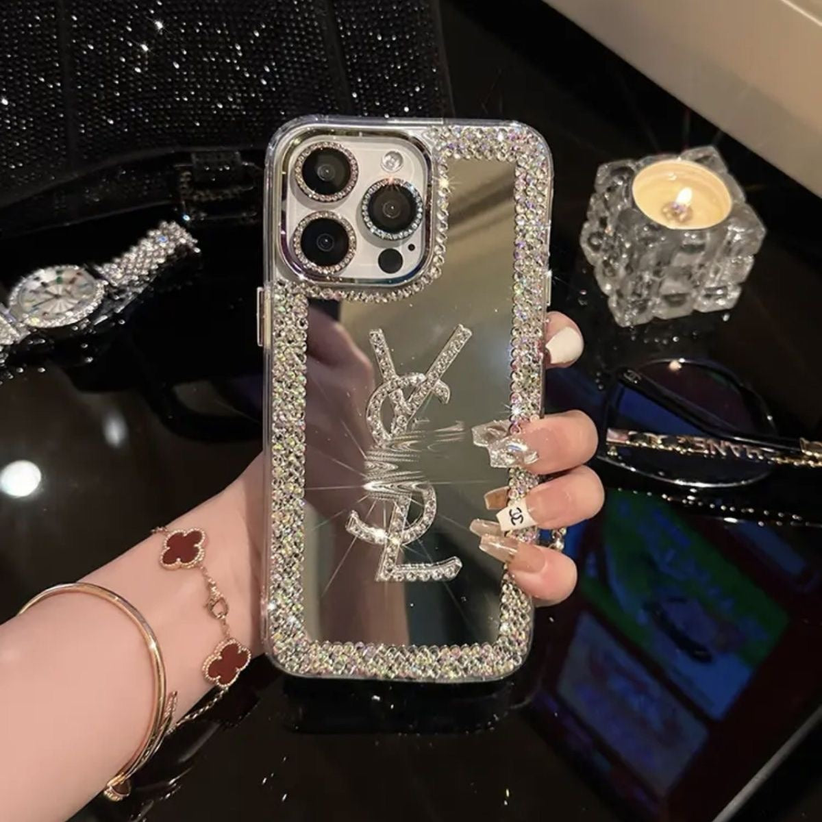 Glamorøs skjønnhetsspeil iPhone-deksel – Sminke & Stil på farten!