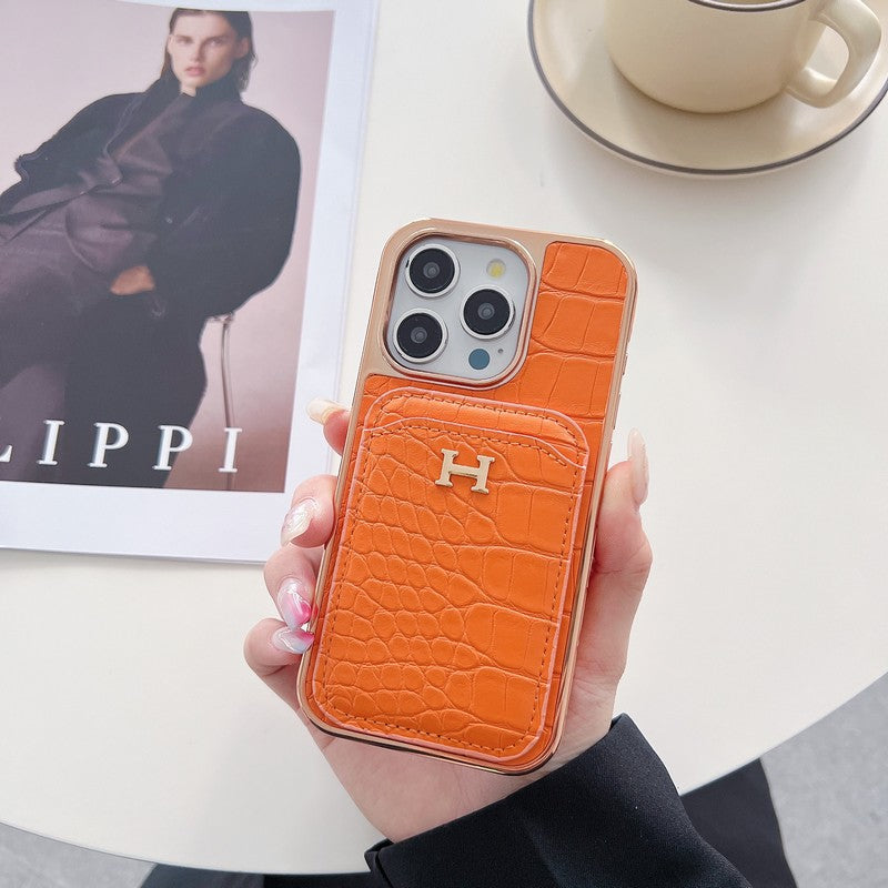 H Rose Gold Leather iPhone -veske