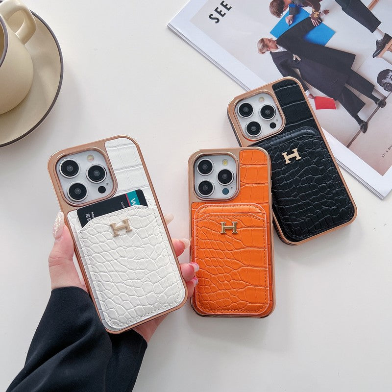 H Rose Gold Leather iPhone -veske