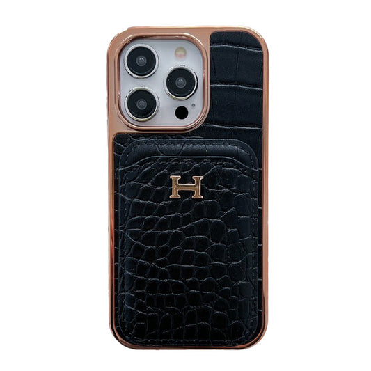 H Rose Gold Leather iPhone -veske
