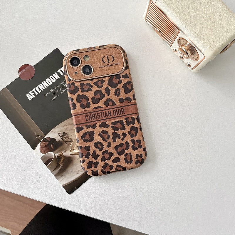 Cd bruine kleur lederen iPhone -hoesje