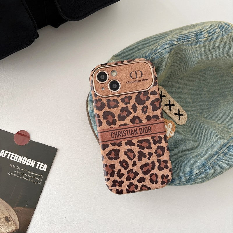 Cd bruine kleur lederen iPhone -hoesje