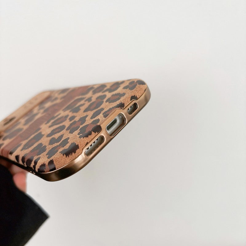 Cd bruine kleur lederen iPhone -hoesje