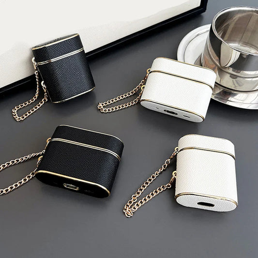 Lederen mouw schattige oortelefoonkoffer voor airpods 1 2 3 met polsbandkaste airpods pro 2