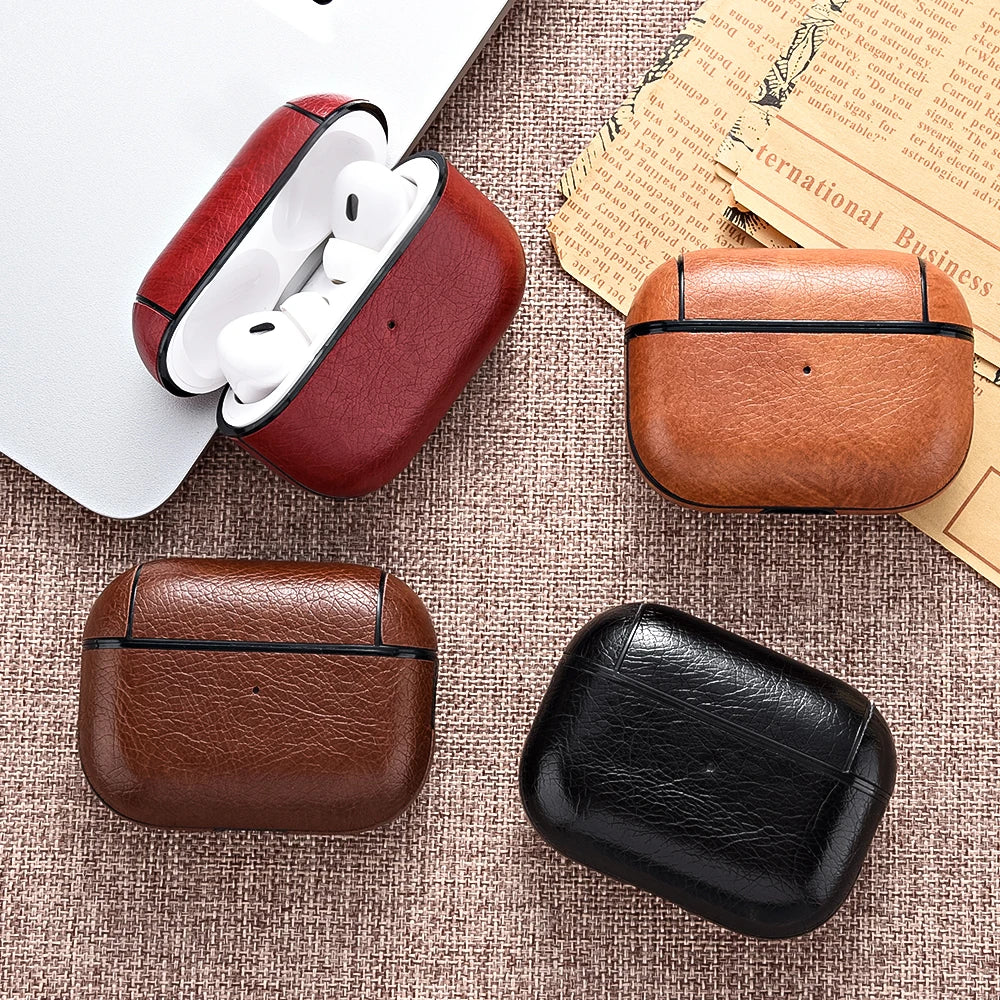 For AirPods Pro 2 Case Leather Earphone Case for Apple Air Pod 3 Pro 2. generasjon USB C